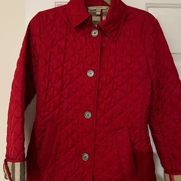 Burberry Red Quilted Puffer Jacket - Picture 1 of 9
